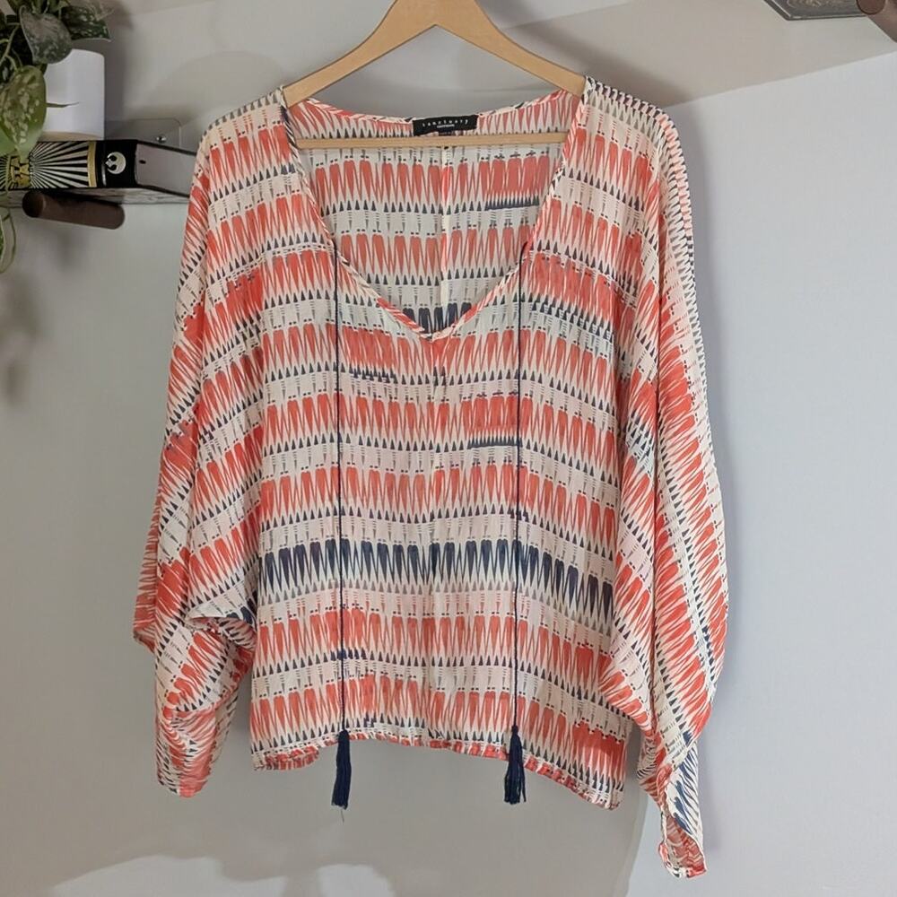 Sanctuary | Sheer Boho Tie Neck Tunic Blouse | Women's S